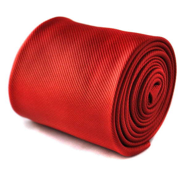 plain red tie with subtle stripes